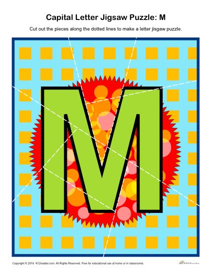 Preschool Alphabet Activity - Printable Capital Letter M Jigsaw Puzzle