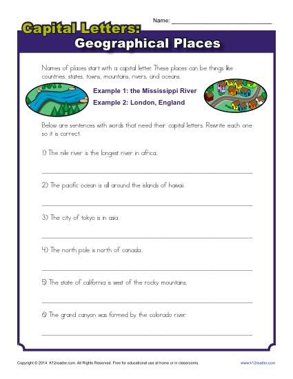Capital Letters with Geographical Places