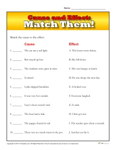 Cause and Effect Printable Comprehension Activity - Match Them!