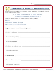 Change a Positive Sentence to a Negative Sentence