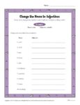 Change the Nouns to Adjectives Worksheet Activity