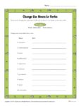 Change the Nouns to Verbs Worksheet Activity