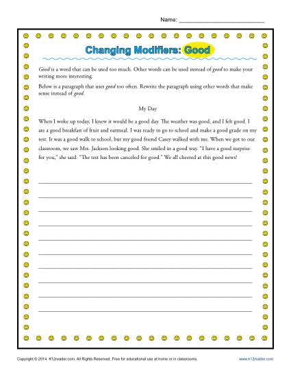 Changing Modifiers Worksheet