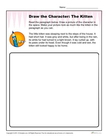 Character Description Worksheet - Draw the Kitten