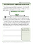 Free, Printable Character Traits Worksheet - The Adventures of Tom Sawyer