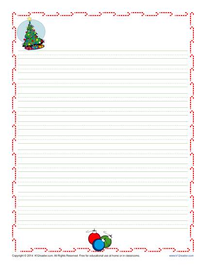 Christmas Lined Writing Paper for Kids