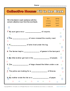 Collective Noun Worksheets - Fill in the Blank