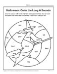 Color the Halloween Long A Sounds - Printable Activity Worksheet