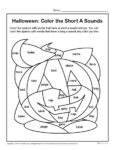 Color the Halloween Short A Sounds - Printable Activity Worksheet