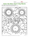 Color the New Year’s Day Words