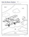 Color the Nouns: Fun Airplane Coloring Sheet for Kids