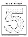 Color the Number 5 | Preschool Number Worksheet