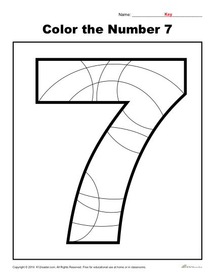 Color the Number 7 | Preschool Number Worksheet