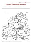 Adjectives Coloring Sheet - Color the Thanksgiving Turkey