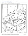 Color the Verbs: Fun Cat Coloring Sheet for Kids
