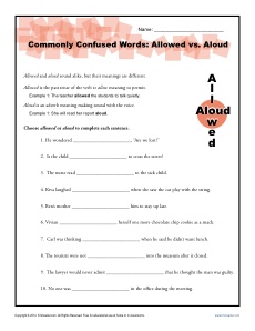 Allowed vs Aloud - Commonly Confused Words Practice Activity
