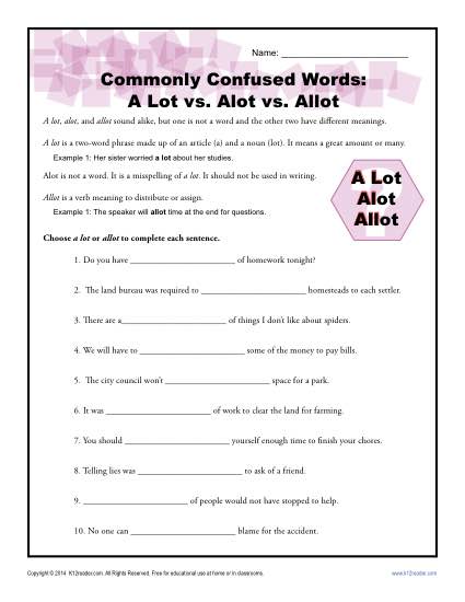 Commonly Confused Words - a lot vs alot vs allot