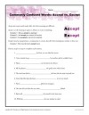 Commonly Confused Words Worksheet: Accept vs. Except