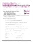 Accept vs Except - Commonly Confused Words Practice Worksheet