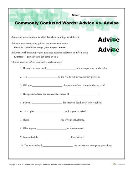 Commonly Confused Words - Advice vs Advise
