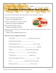 Bear vs. Bare - Commonly Confused Words Worksheet Activity