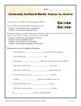 Course vs Coarse - Commonly Confused Words Practice Activity