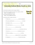 Fourth vs. Forth - Commonly Confused Words Practice Worksheet