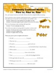 Pore vs. Pour vs. Poor - Commonly Confused Words Worksheet Activity