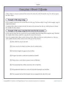 Complex Direct Object Worksheet