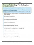 Compound Verb and Single Verbs Worksheet Activity - Breaking Apart