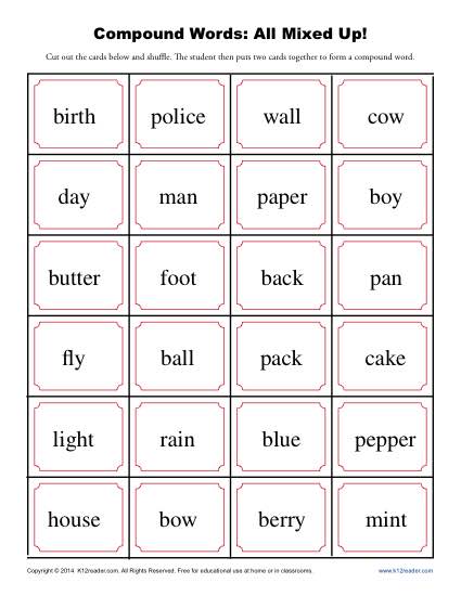Compound Words Game: All Mixed Up!