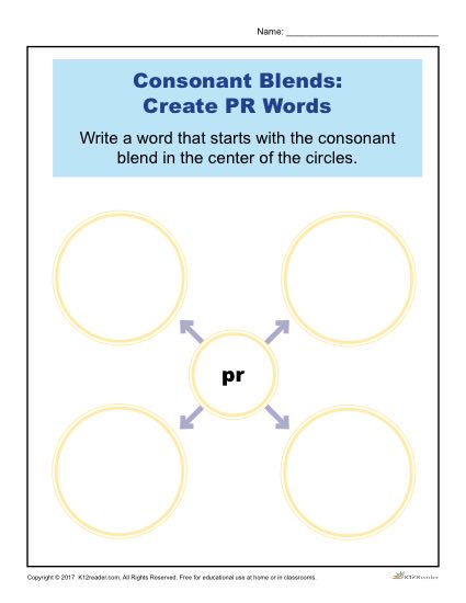 Consonant Blends Worksheet Activity - Create PR Words