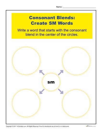 Consonant Blends Worksheet Activity - Create SM Words