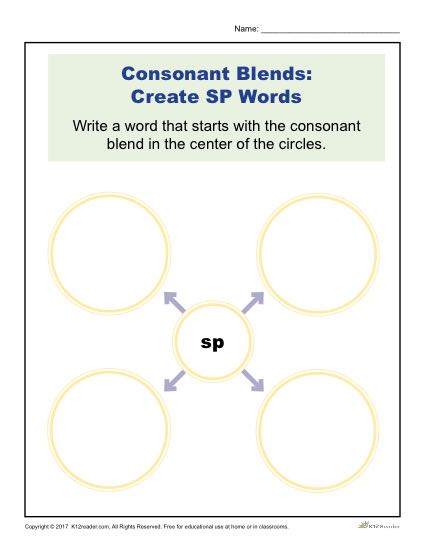 Consonant Blends Worksheet Activity - Create SP Words