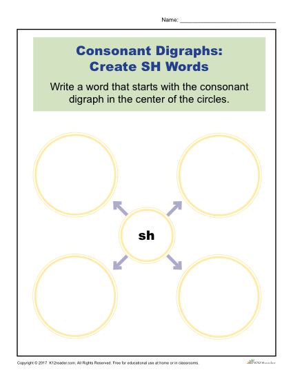 Consonant Digraphs Worksheet Activity - Create SH Words