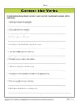 Correct the Verbs - 4th Grade through 6th Grade Worksheet