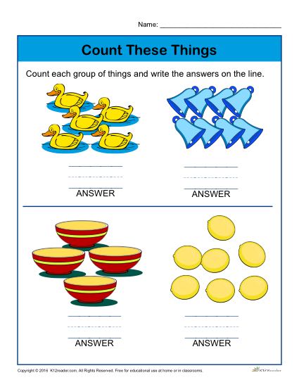 Preschool Counting Worksheet - Count each group of things