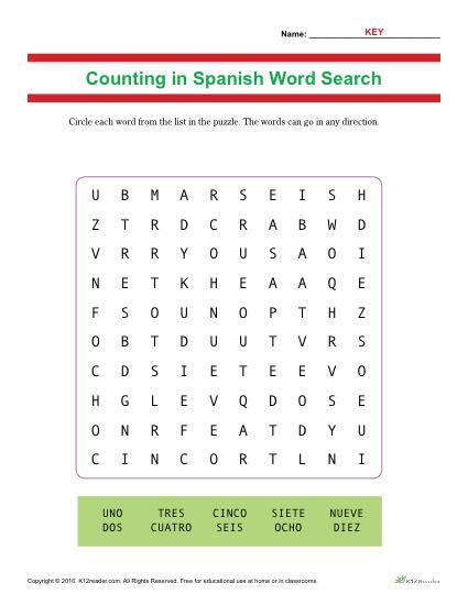 Counting in Spanish Word Search