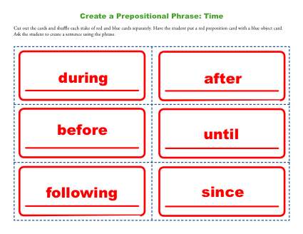Create a Prepositional Phrase Activity - Time