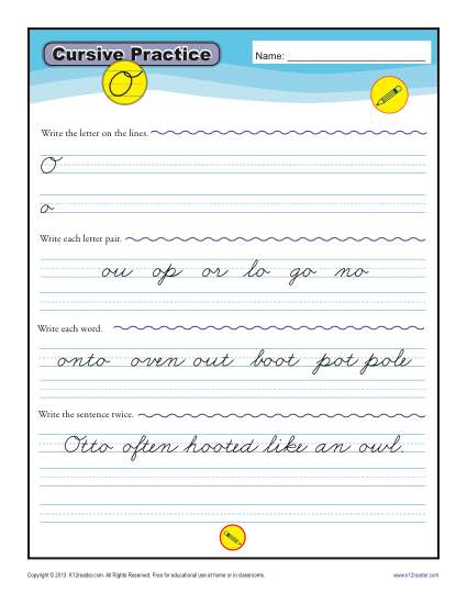 Cursive O - Printable Alphabet Letters Practice Activity