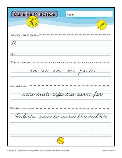 Cursive R - Printable Alphabet Letters Practice Activity