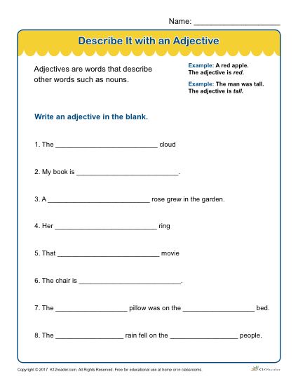 Adjective Worksheet Activity - Describe it With an Adjective!