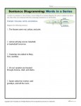 Sentence Diagramming Worksheet Activities: Words in a Series