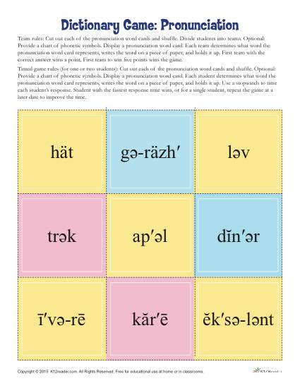 Printable Using the Dictionary Activity - Pronunciation
