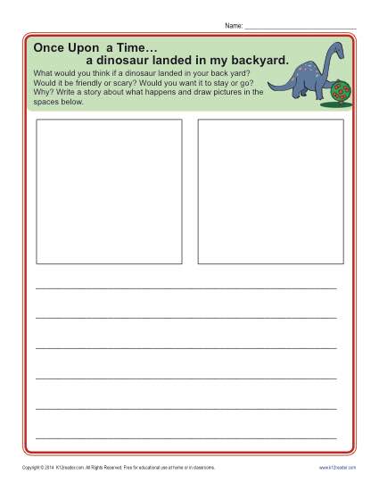 Free printable Kindergarten writing prompt - A Dinosaur in my Yard!