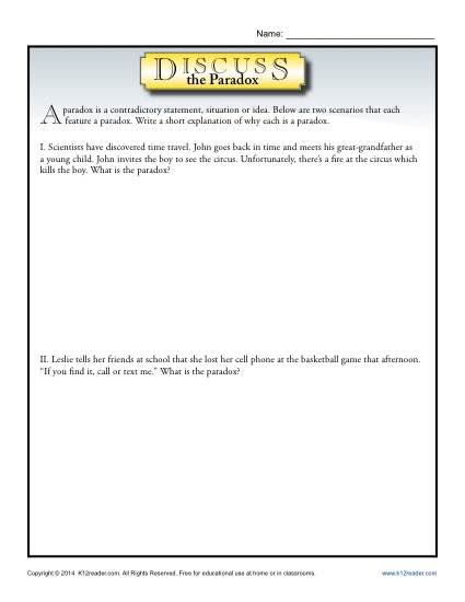 Discuss the Paradox - Free, Printable Worksheet Lesson Activity