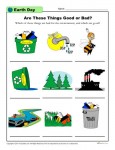 Printable Earth Day Activity for Elementary School - Are these things good or bad?