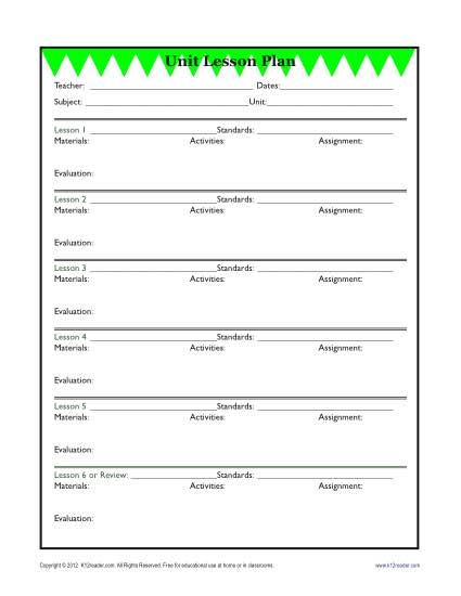 Elementary School Lesson Plan Template