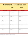 Elementary School Monthly Lesson Plan Template