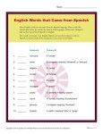 English Words that came from Spanish - Printable Activity